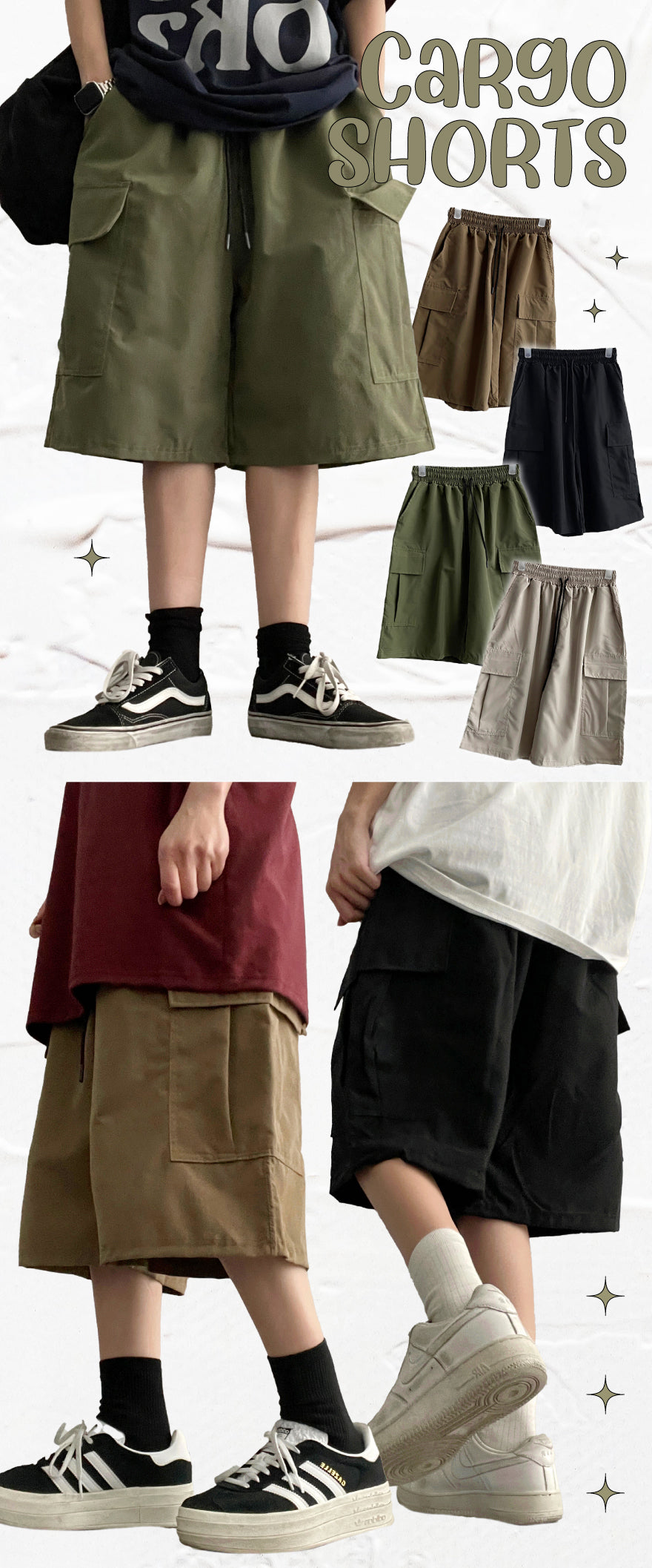 Rossi Nylon Bermuda Half Cargo Shorts