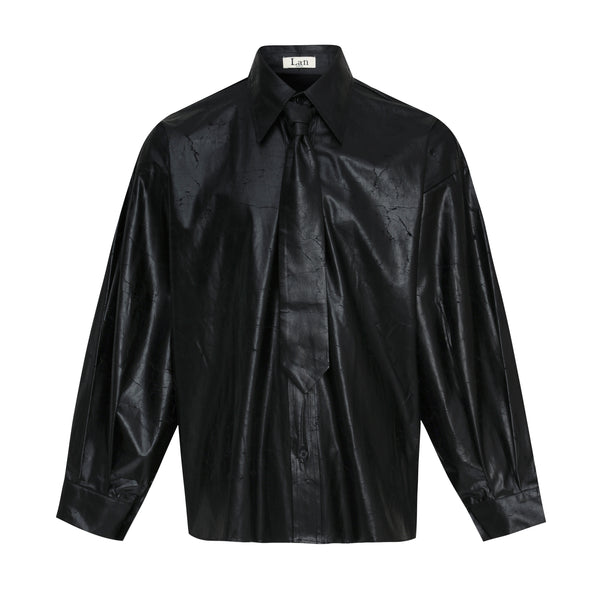 [0022] Lan Crack Leather Tie Shirt