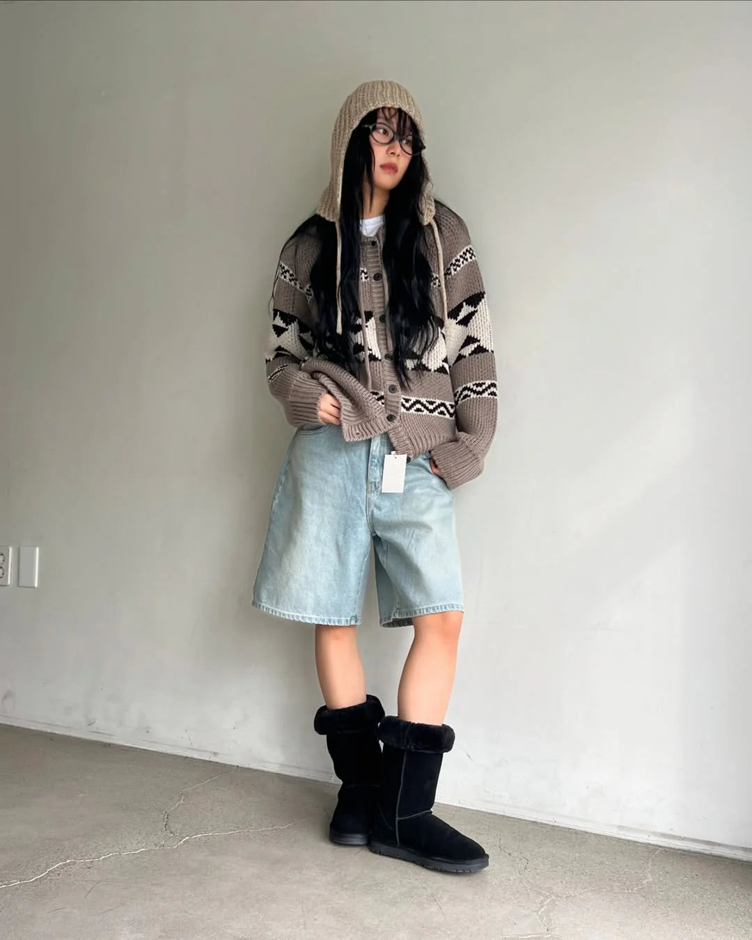 トラッパーハットニット - ベージュ