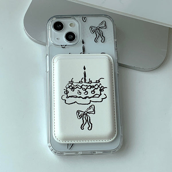 BlackWhite - Party Cake Magsafe Phone Case Card Pocket Set