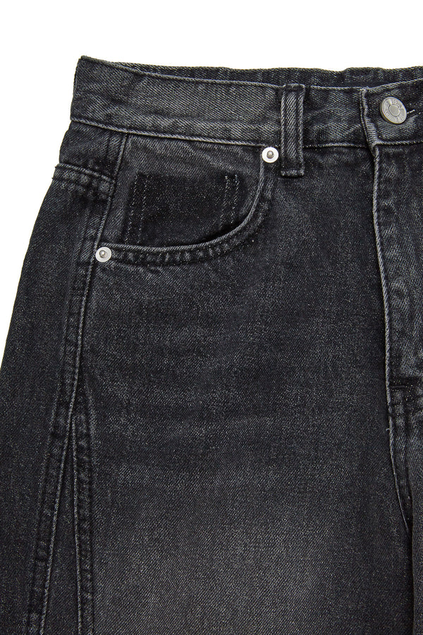  IRREGULAR WIDE DENIM PANTS / BLACK