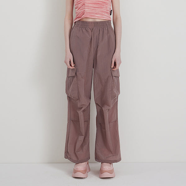 PINK NYLON OVERSIZE STRING PANTS