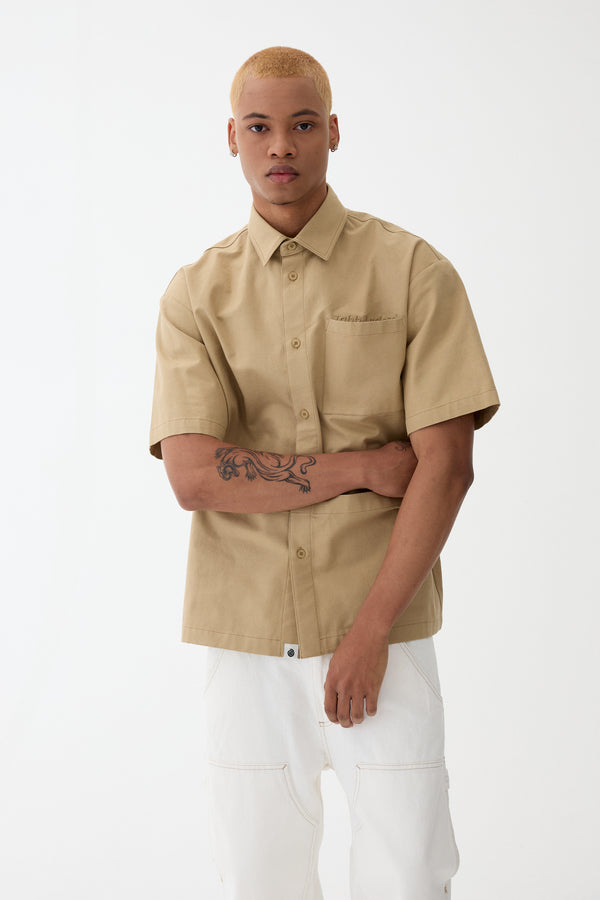 Utility Short Sleeve Shirt_Beige