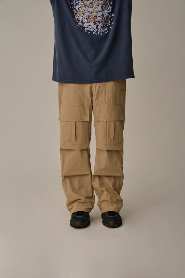 FRONT POCKET NYLON CARGO PANTS(BEIGE)