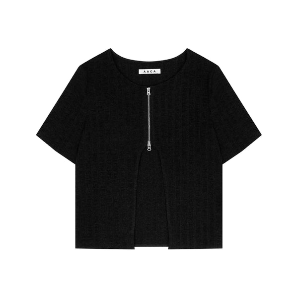 Two way Zip Cardigan Black