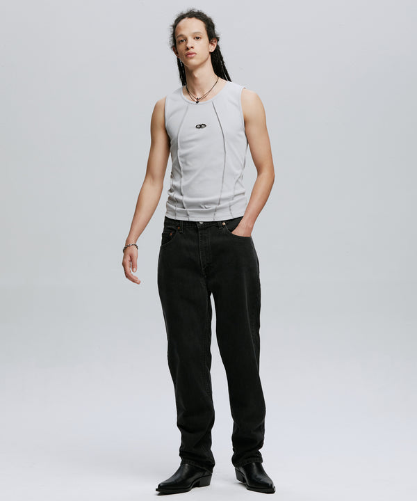 SYMBOL EDGE-CUT SLEEVELESS_GY