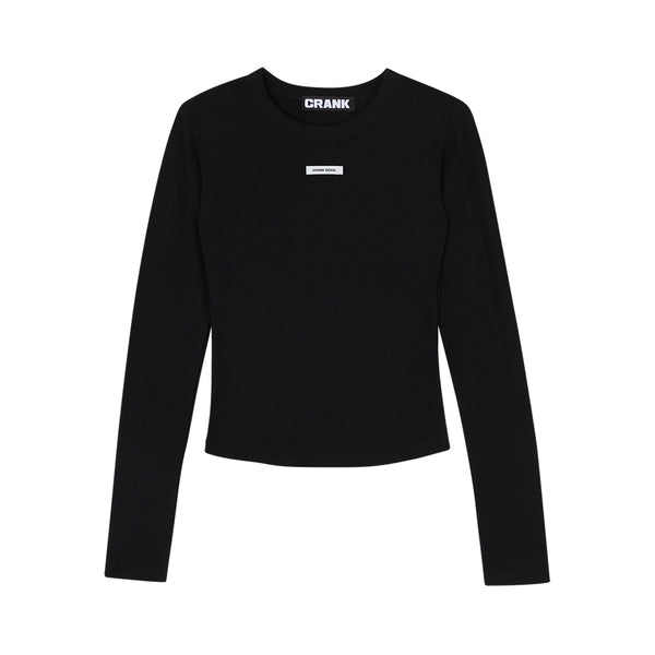 CREW NECK BASIC LONG SLEEVE TOP_BLACK