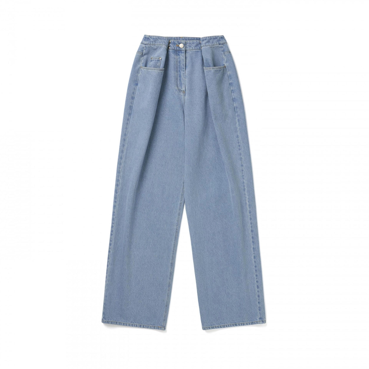 バックルピンタックデニムワイドパンツ