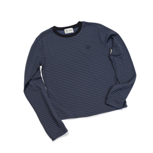 HEART ROSE STRIPE L/S TEE(NAVY)