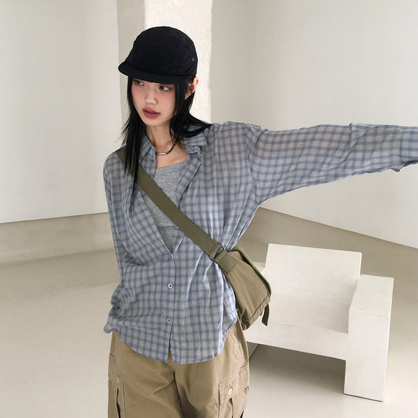 Noki see-through check oversized shirt