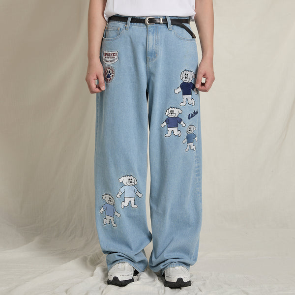 Maltese Multi Embroidery Denim Pants