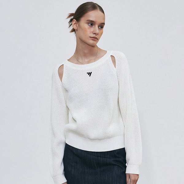 NNC RIBBED CUT OUT KNIT_CREAM