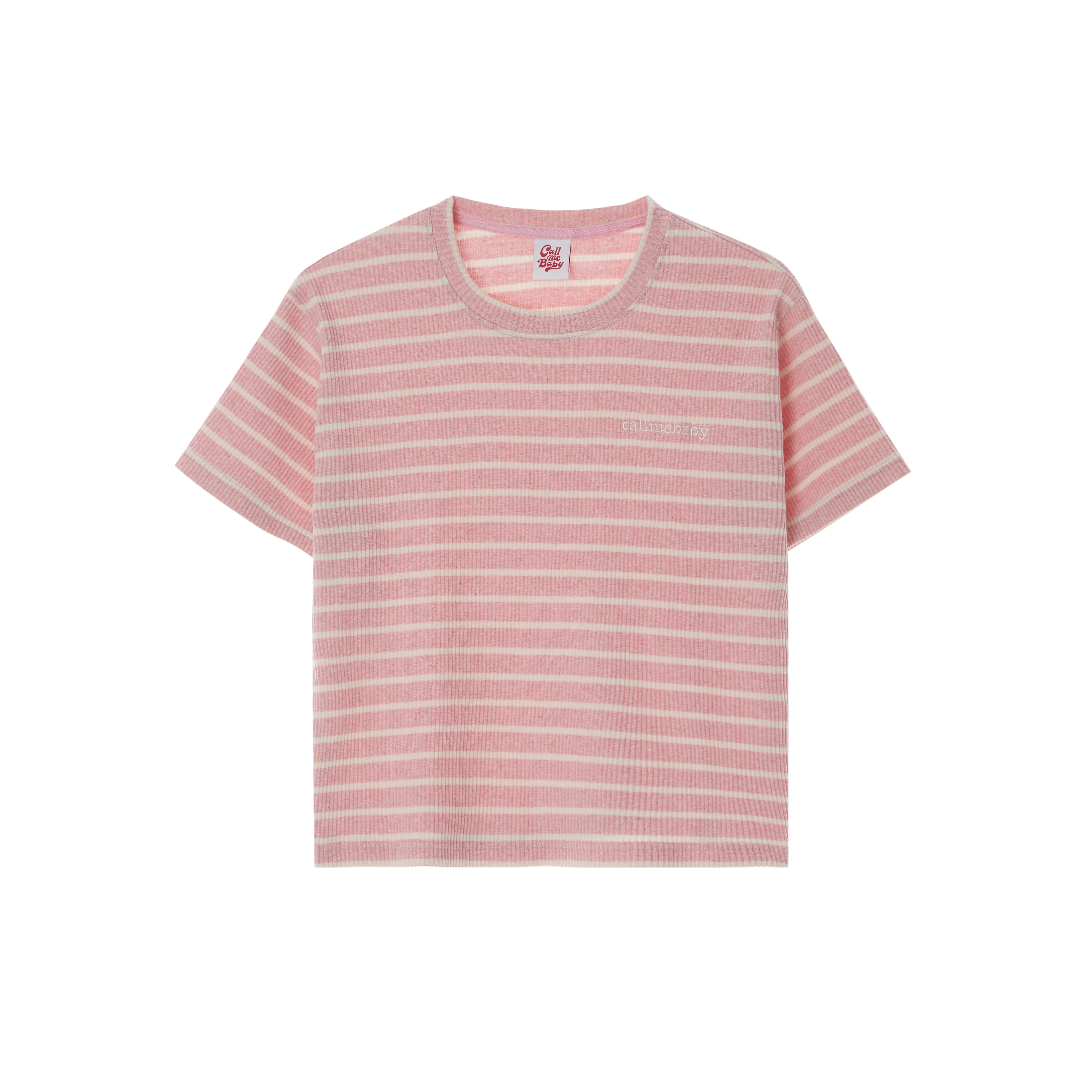 Puppy Stripe Cropped Tee _ Pink