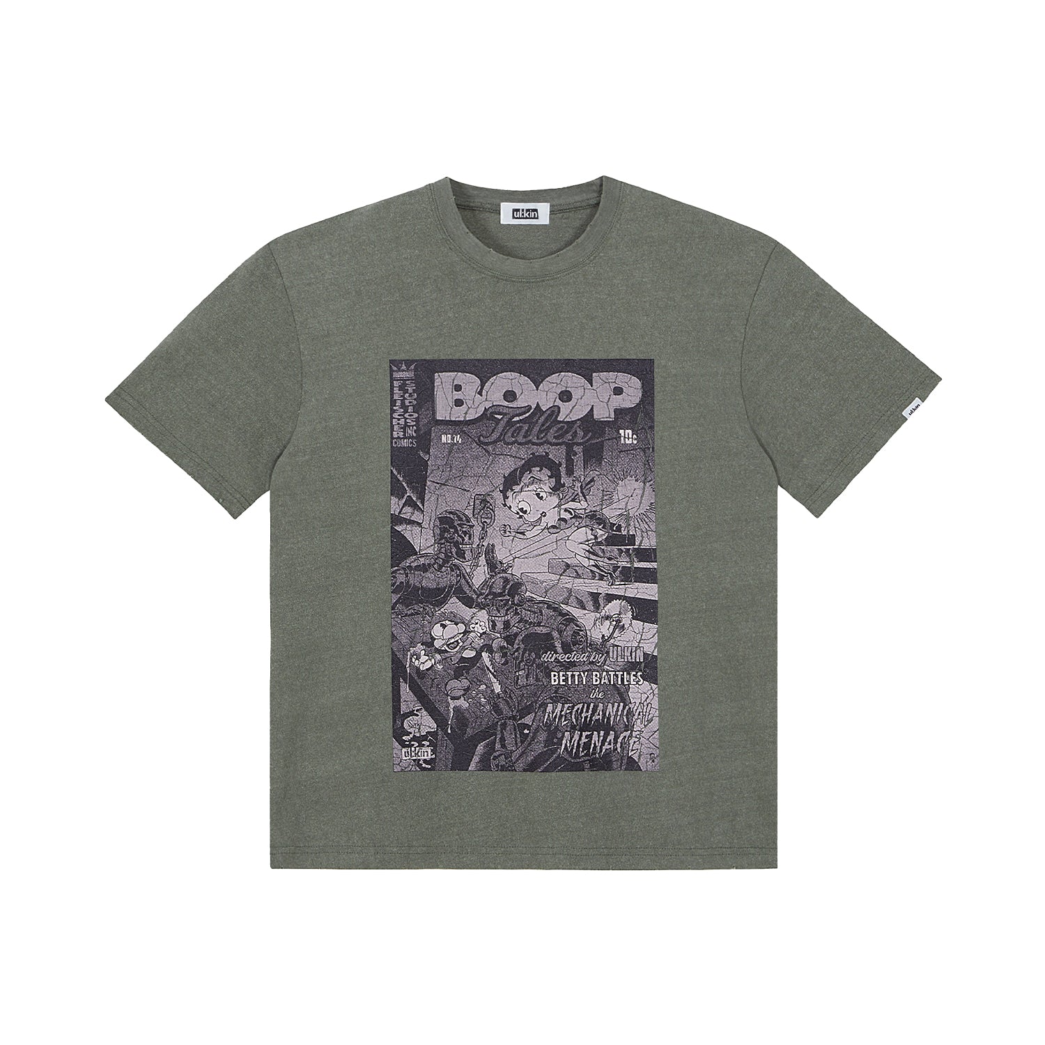 [ULKIN X BettyBoop] Superwomen Vintage Graphic T-Shirt_Khaki