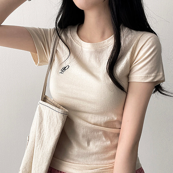 OBS embroidered slim short-sleeved shirt