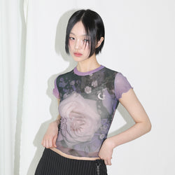 Purple Rose Mesh Top