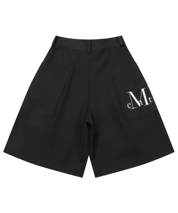 MODENT ストライプ ワイドピンタックハーフパンツ