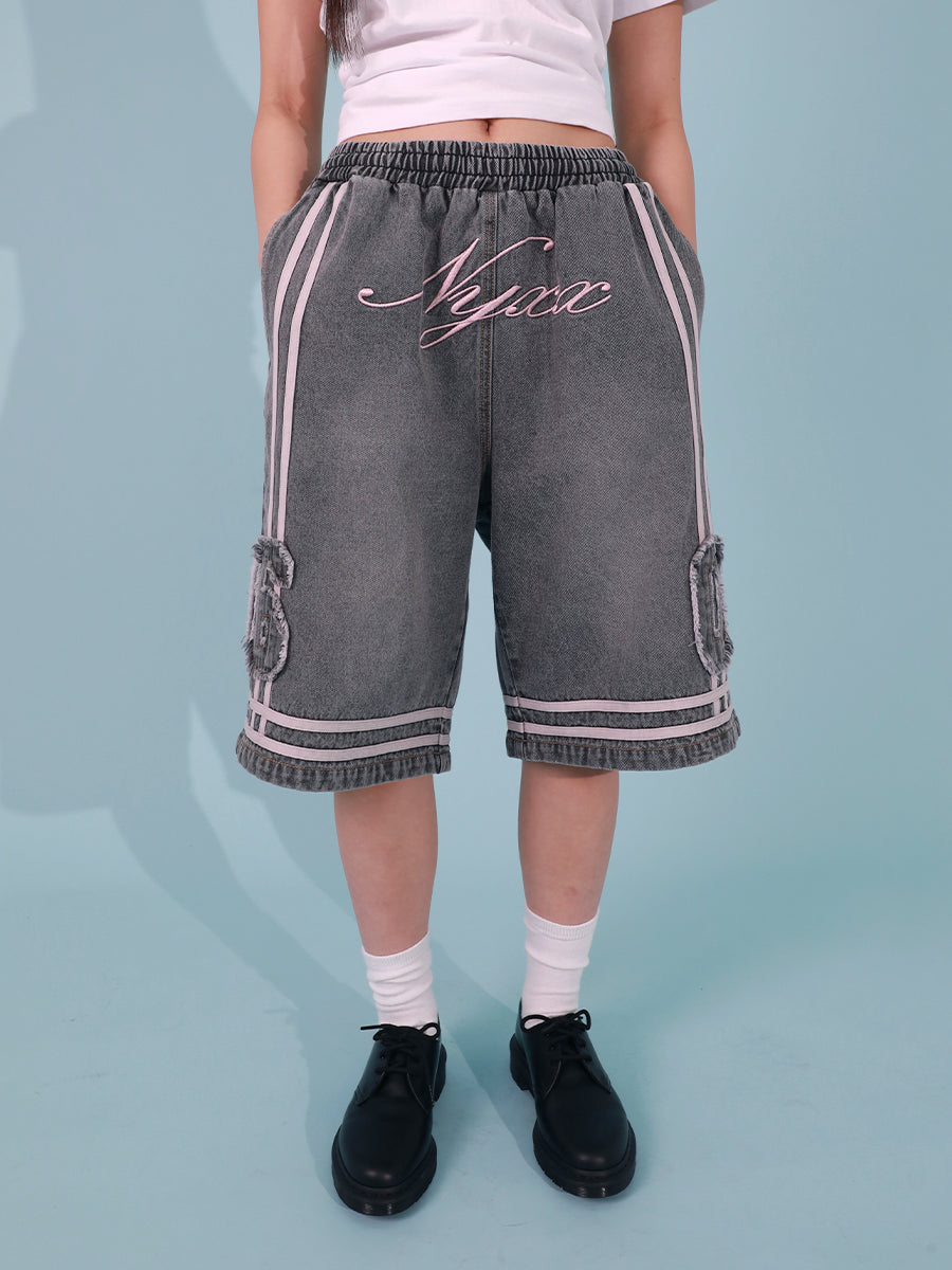 バスケットボールデニムハーフパンツ (GRAY)