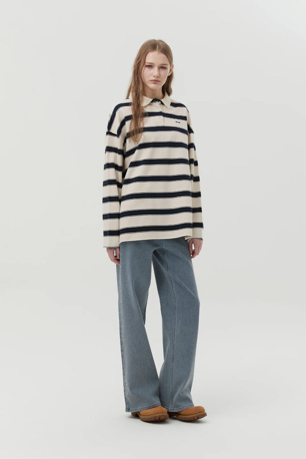 STRIPE RUGBY T-SHIRT - IVORY  