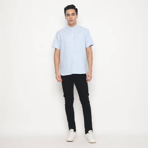 MON AKITA - Tora Men Short Sleeve Shirt Blue