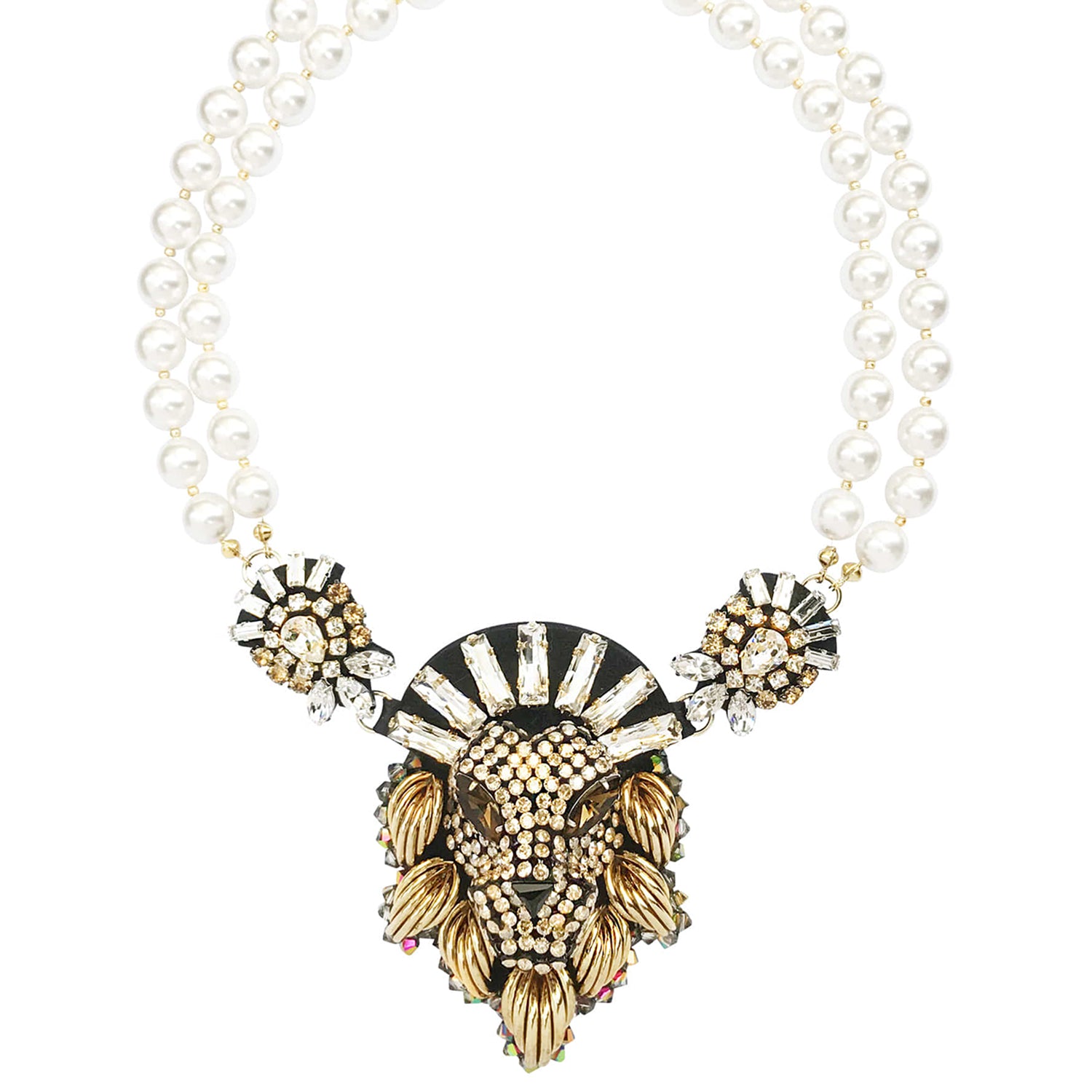 [Couture] Lion Head Pearl Gold Necklace