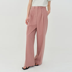 THREE PINTUCK SUMMER WOOL PANTS (PINK)