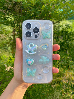  [made] Unicorn butterfly cloud bubble resin phone case