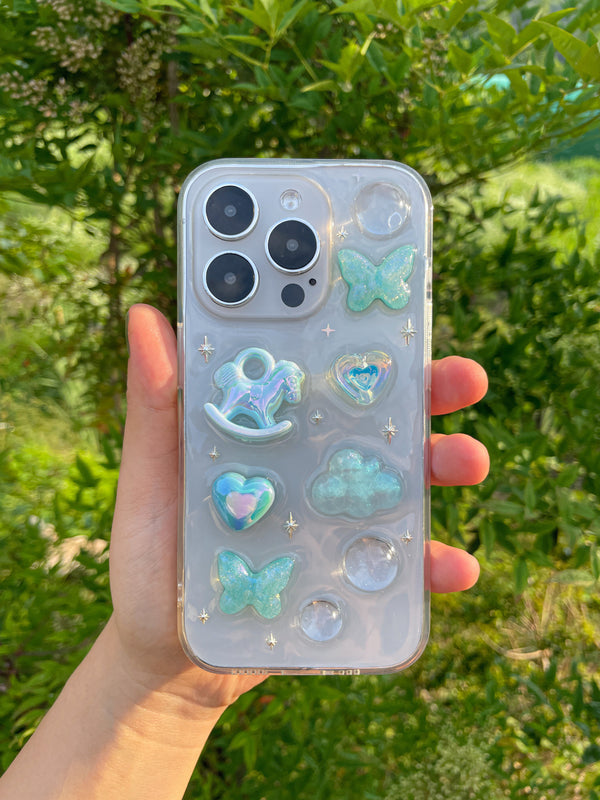  [made] Unicorn butterfly cloud bubble resin phone case