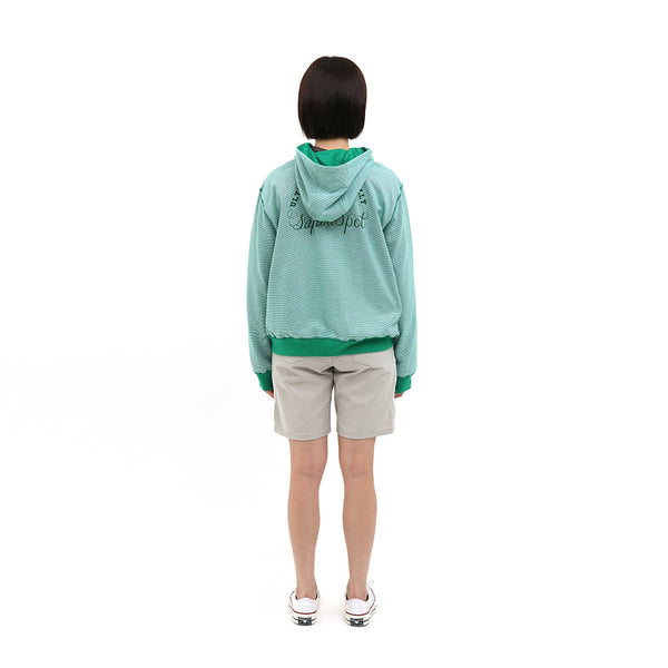 MULTI SKULL STRIPE HOOD ZIP UP (GREEN)