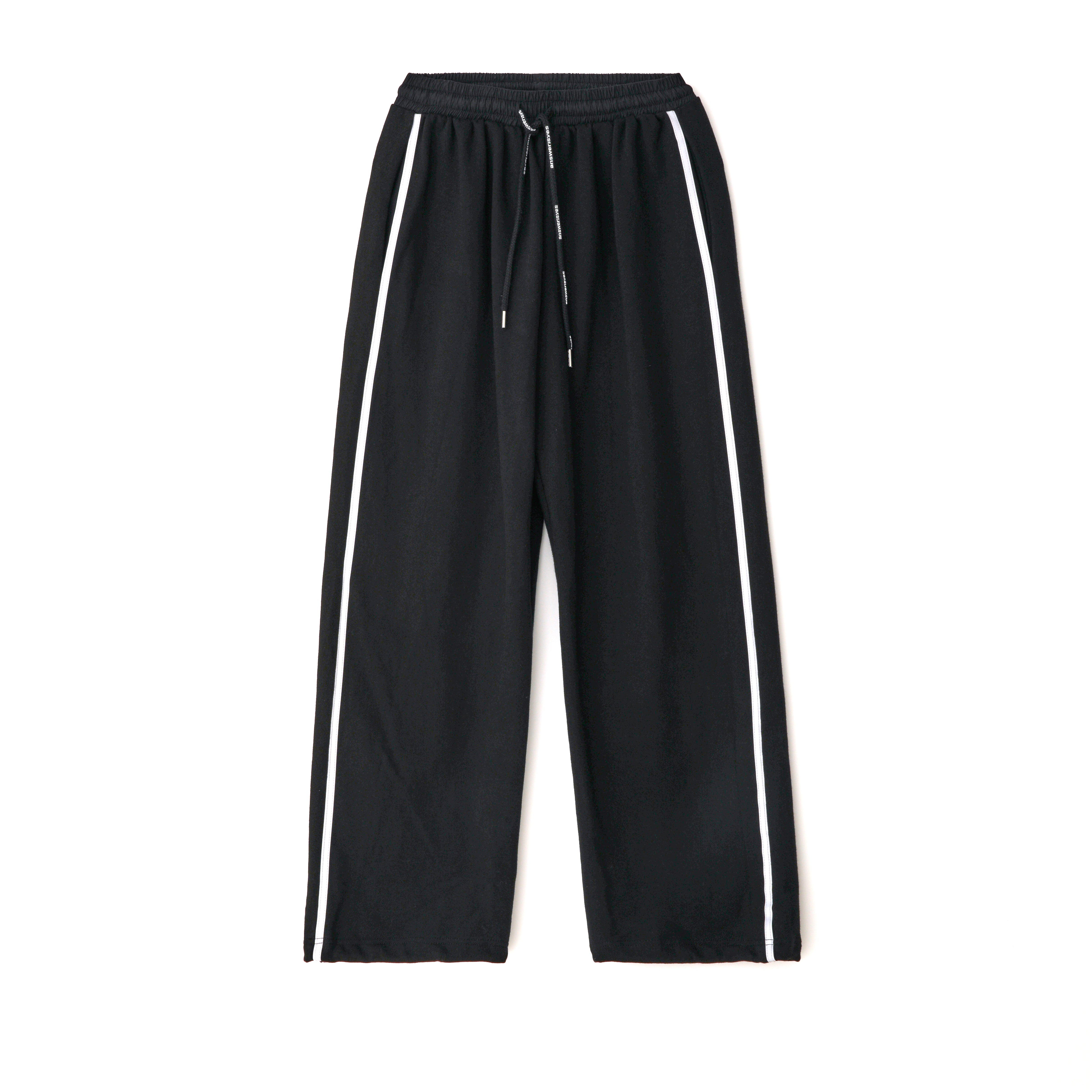 Line point cotton pants Black