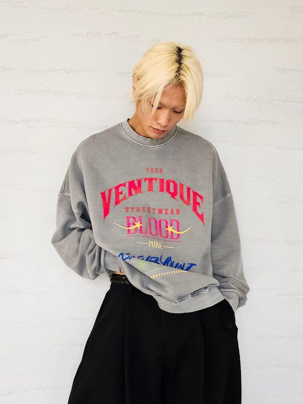 VENTIQUE ピグメントブラッドスウェットシャツ 2colors