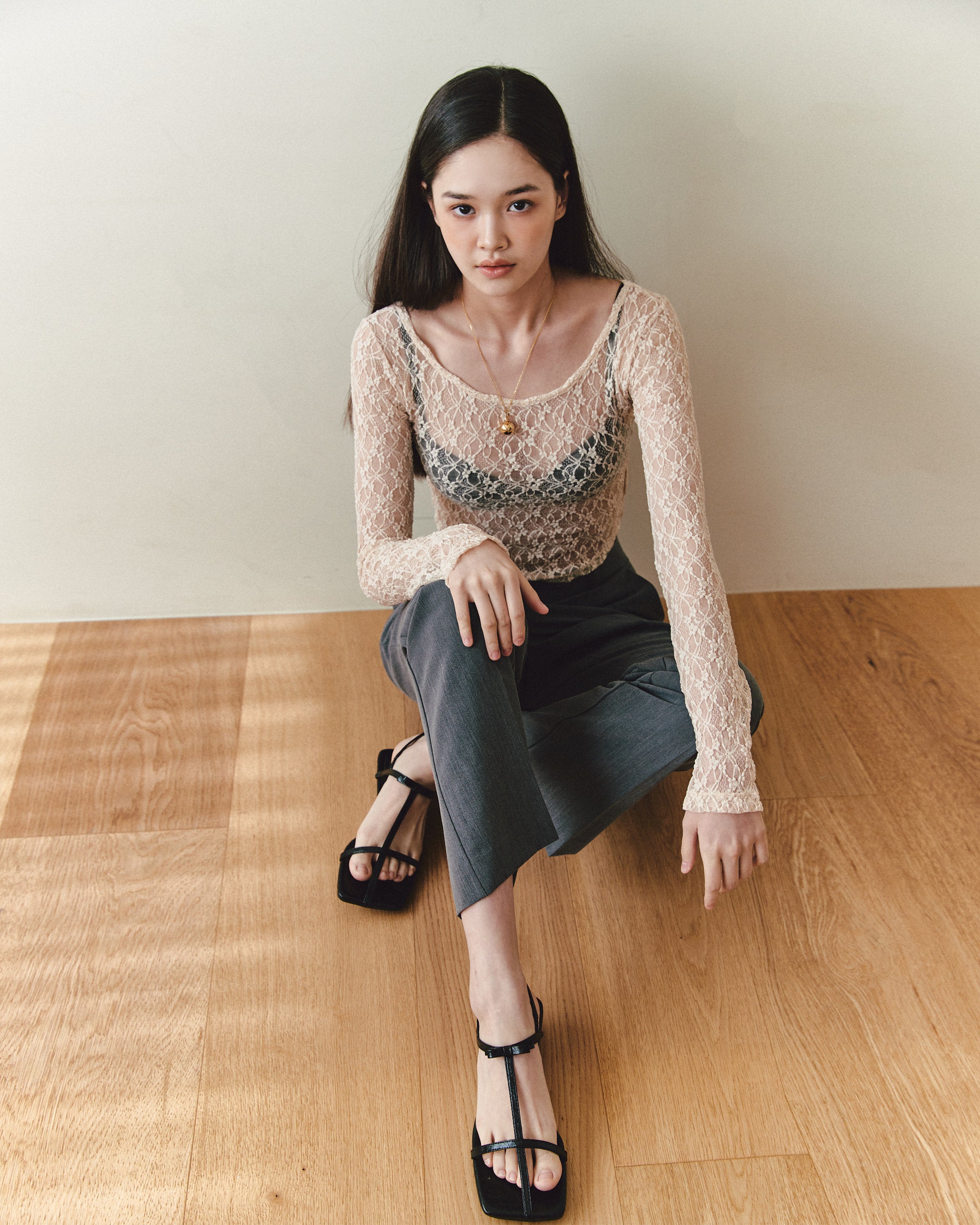 Lace Layered Top [BEIGE]