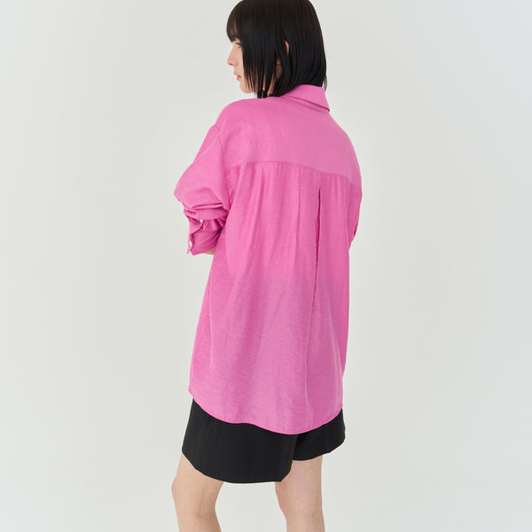 STRIPE OVER-FIT BUTTON SHIRT (PINK)