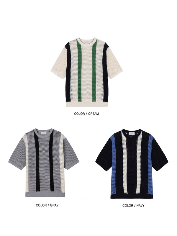 メッシュストライプニット 3color
