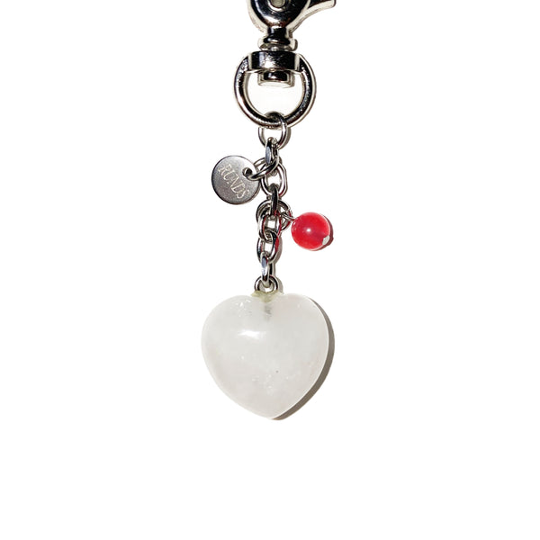 heart gemstone keyring (white)