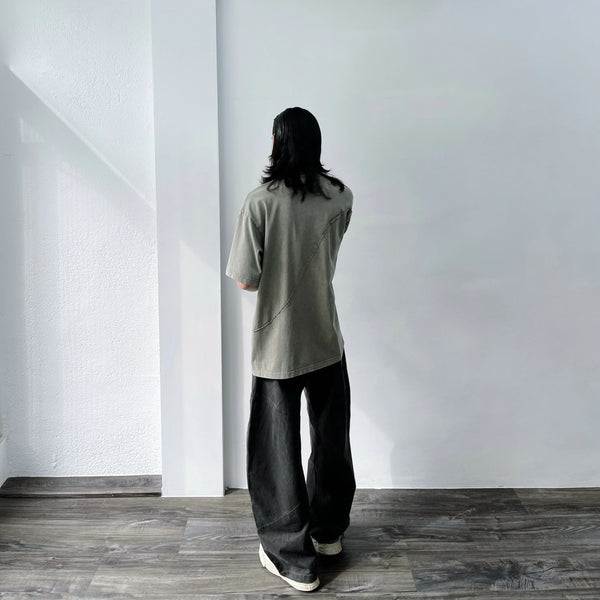 アシンメトリーストライプTシャツ