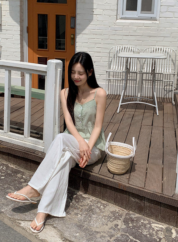 Summer Ivory Loose Cotton Wide Pants (3color)