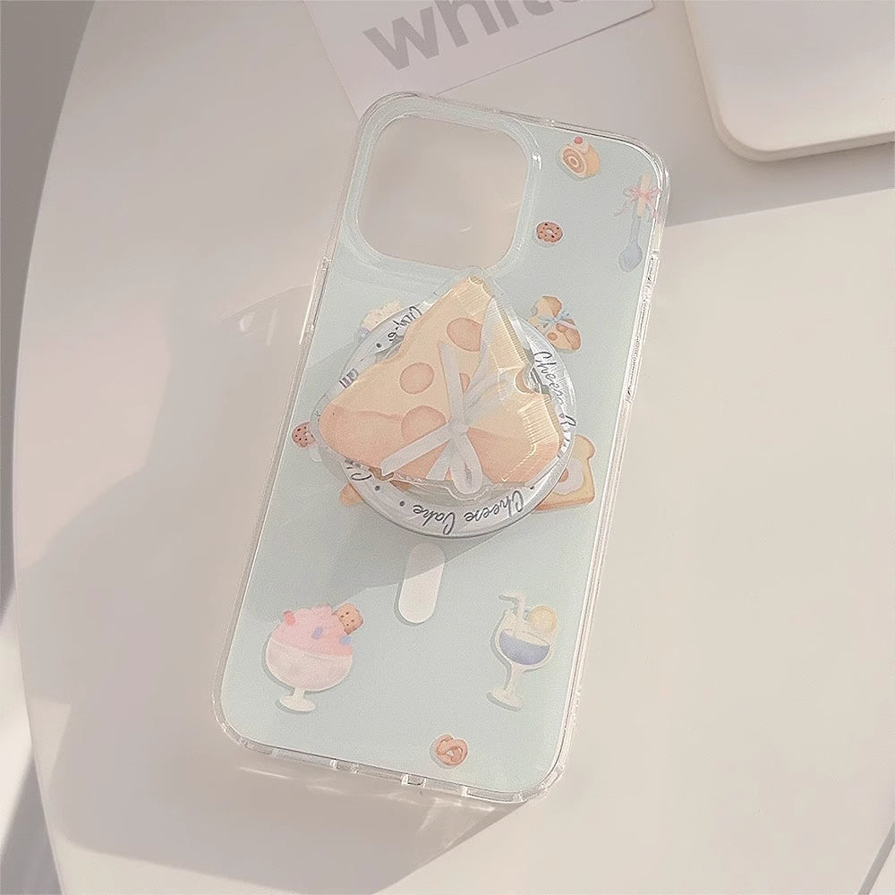 カートゥーンチーズマグネットブラケットフォンケース for iPhone 16