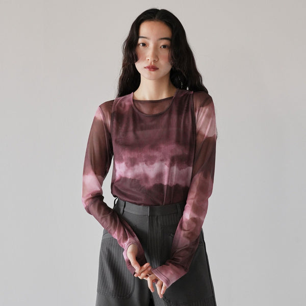 sheer marble layered tops