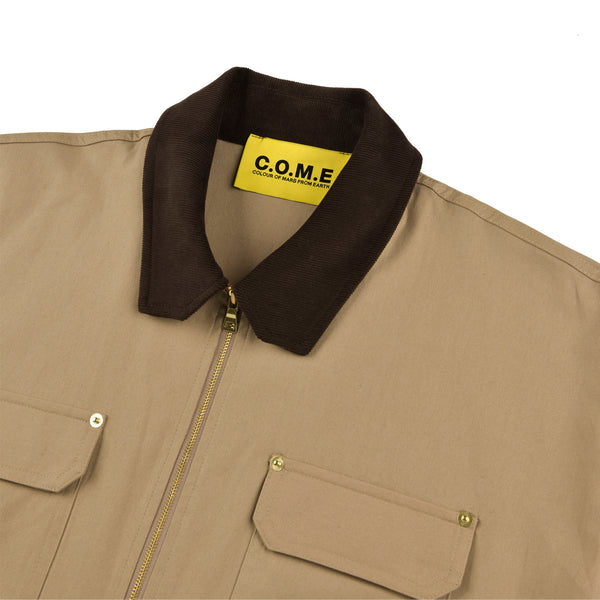 [UNISEX] C.O.M.E Mechanic Short Sleeve Work Jacket (Camel)