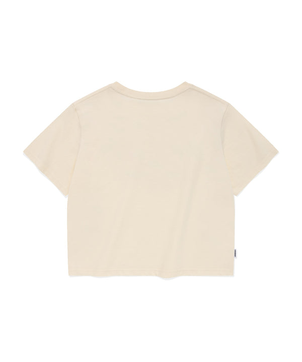 Women's クロップビーチパームTシャツ Ivory