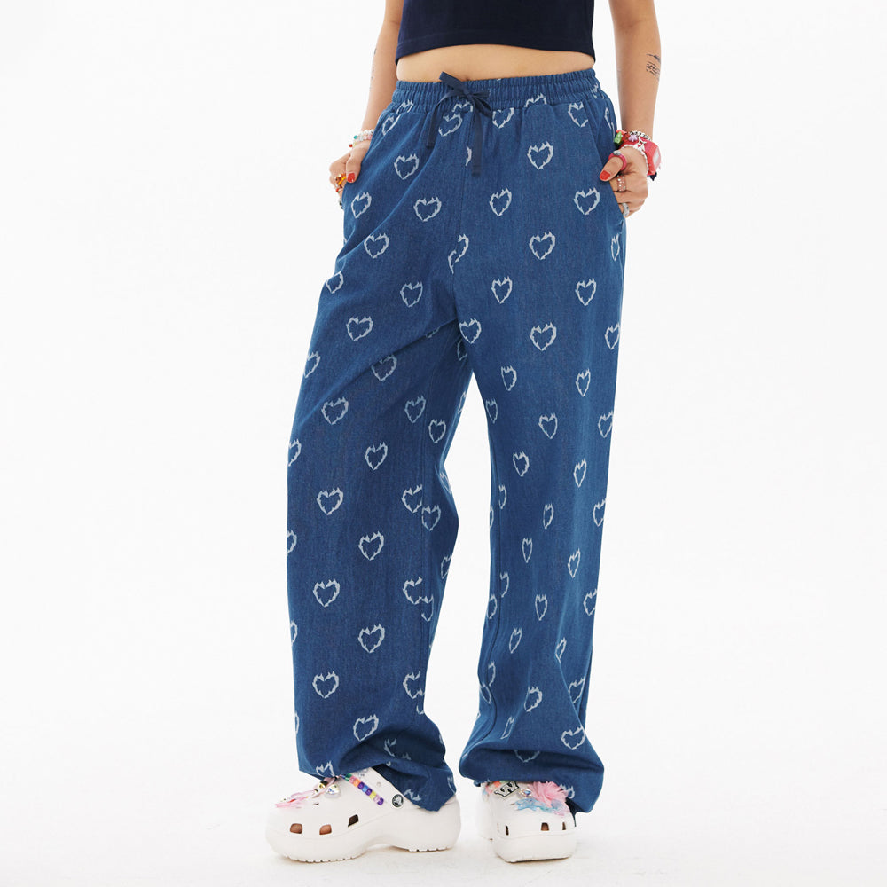 BN Heart Pattern Denim Jogger pants [2Color]