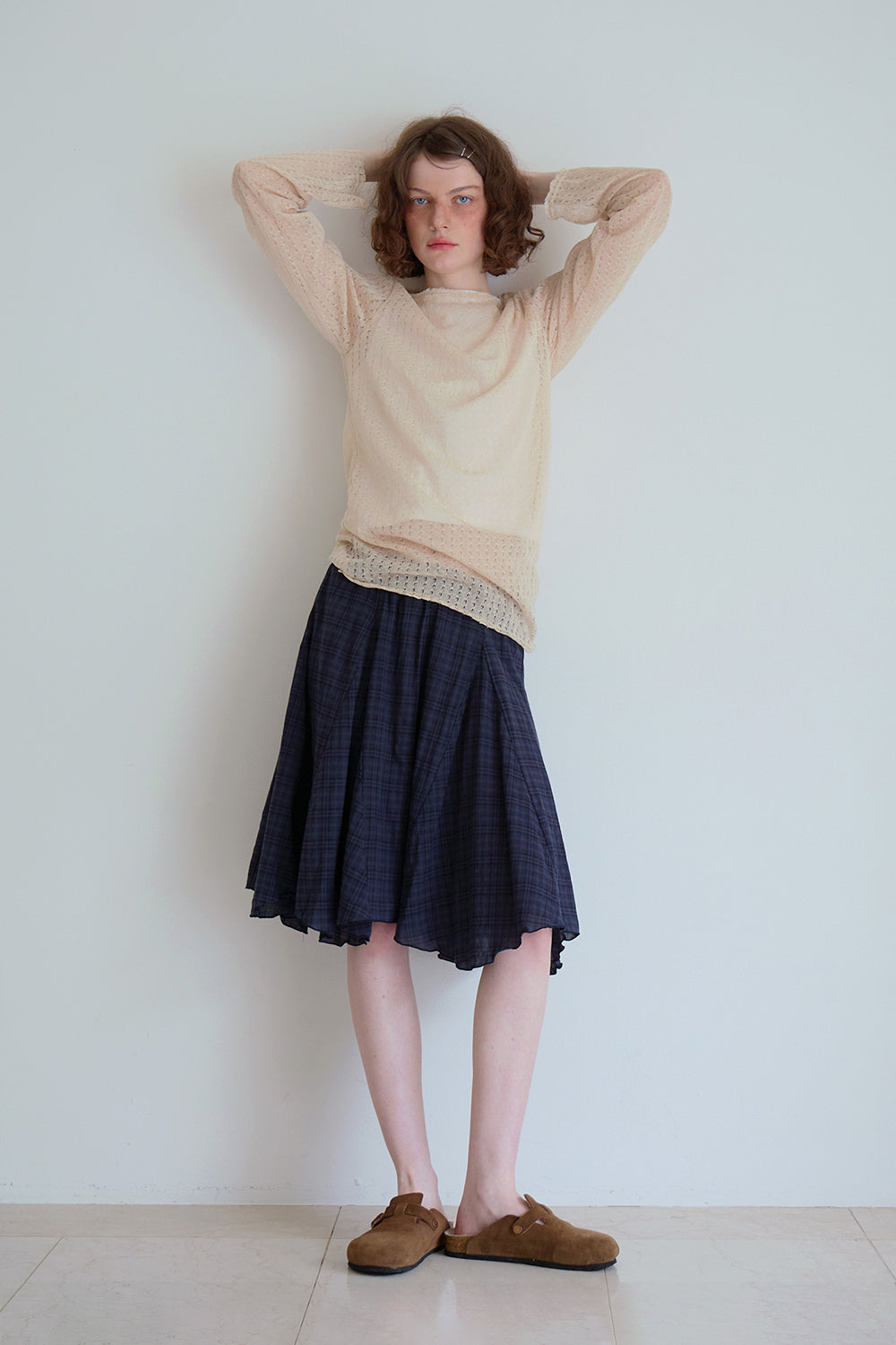 Comfy check skirt_navy