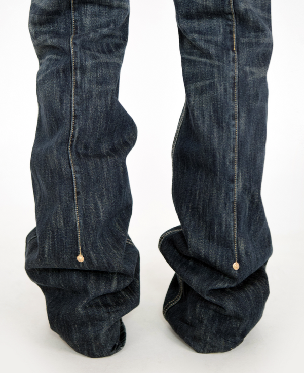 back rivet boots cut denim pants