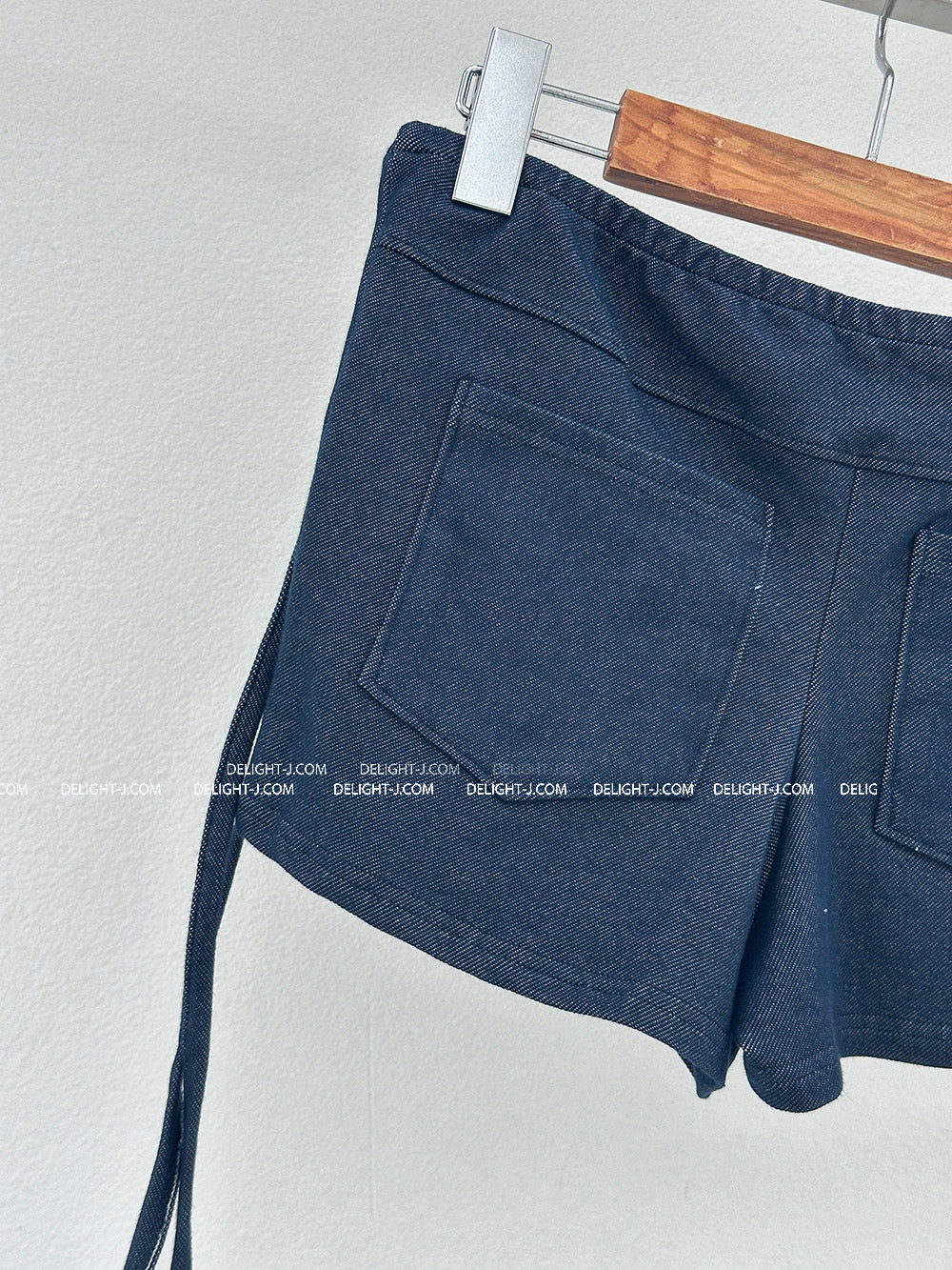 denim strap micro short pants