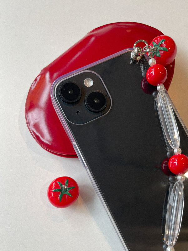 [made] Tomato bead strap phone case