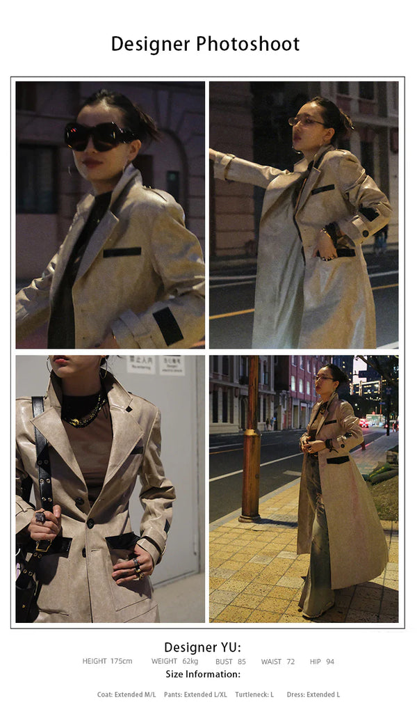 OfAkiva“ソフトクールエスセティック”ロングレザー ウーマン-ウエストコート