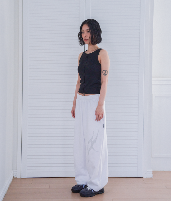 tribal jogger pants_white