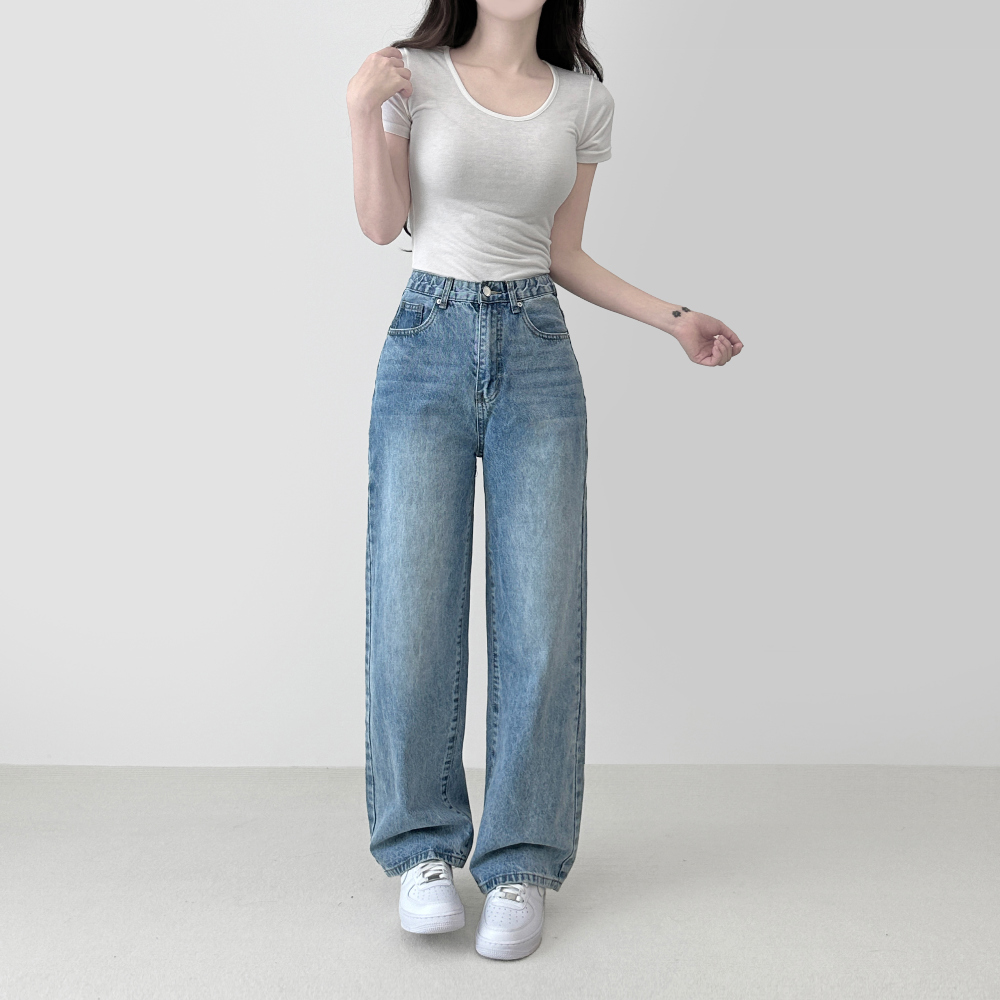 If denim wide pants