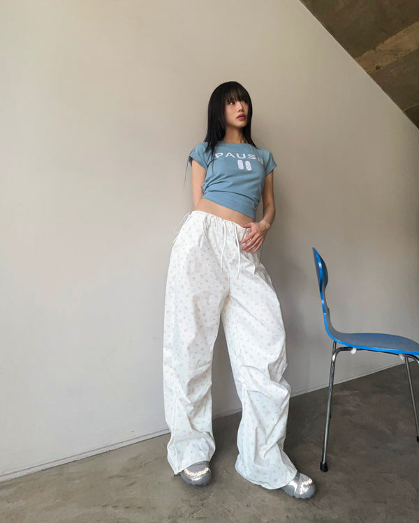 Retin Flower Pintuck Two-Way Wide Pants